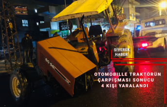 Otomobil ile traktör çarpıştı: 4 yaralı