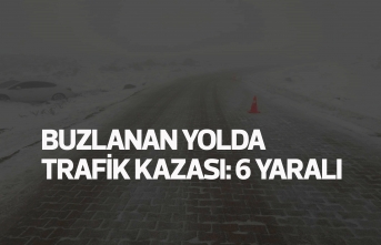 Buzlanan yolda kontrolünü kaybeden otomobil şarampole uçtu: 6 Yaralı