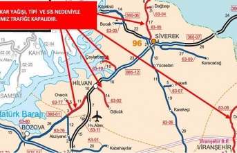 Siverek- Çermik kara yolu yoğun kar yağışı nedeniyle trafiğe kapatıldı