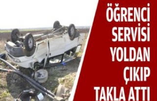 Öğrenci Servisi Yoldan Çıkıp Takla Attı 