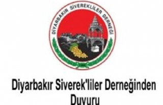 Diyarbakır  Siverekliler Derneğinden Duyuru