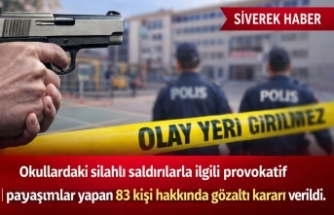 Okullarda yaşanan silahlı saldırılara ilişkin paylaşım yapan 83 şüpheliye gözaltı kararı