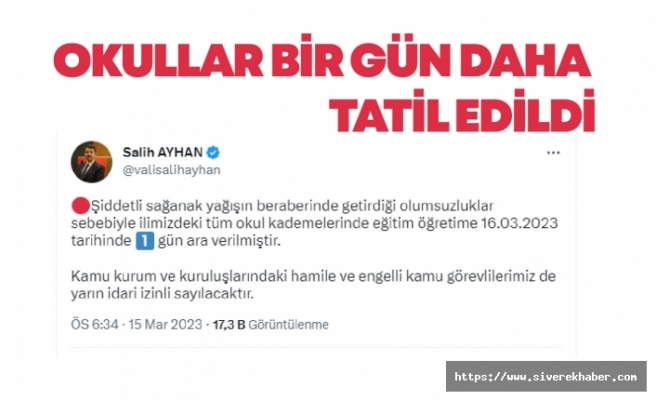 Şanlıurfa'da eğitime 1 gün daha ara verildi