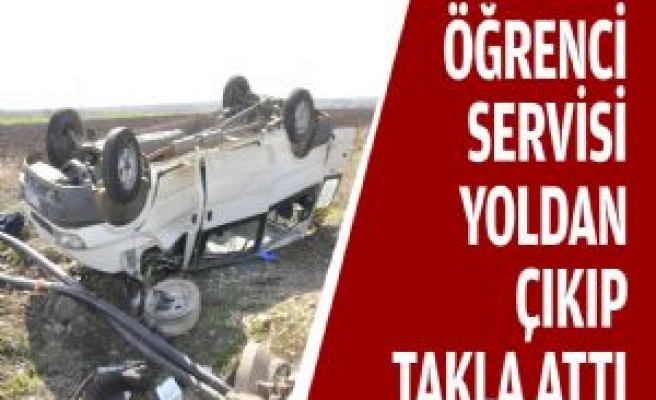 Öğrenci Servisi Yoldan Çıkıp Takla Attı 