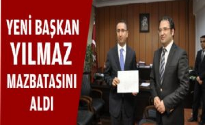 Yeni Başkan Yılmaz Mazbatasını Aldı