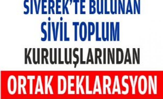 Sivil Toplum Kuruluşlarından Ortak Deklarasyon