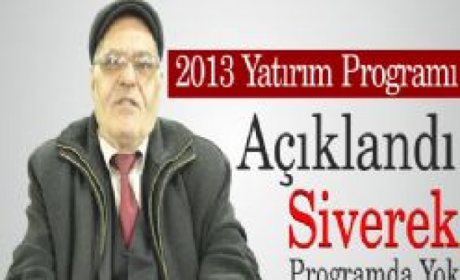 2013 Yatırım Programı  Açıklandı Siverek Programda Yok