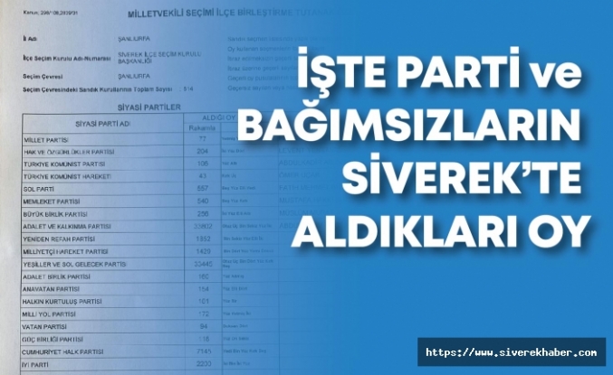 Siverek'te Milletvekili seçim sonuçları