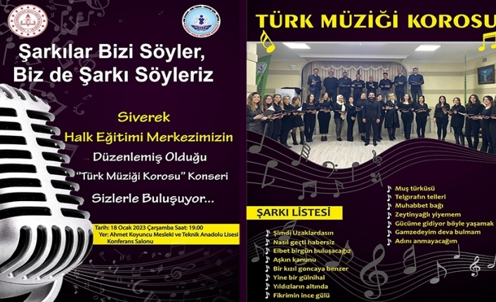 Siverek'te 'Türk Müziği Korosu' konseri düzenlenecek