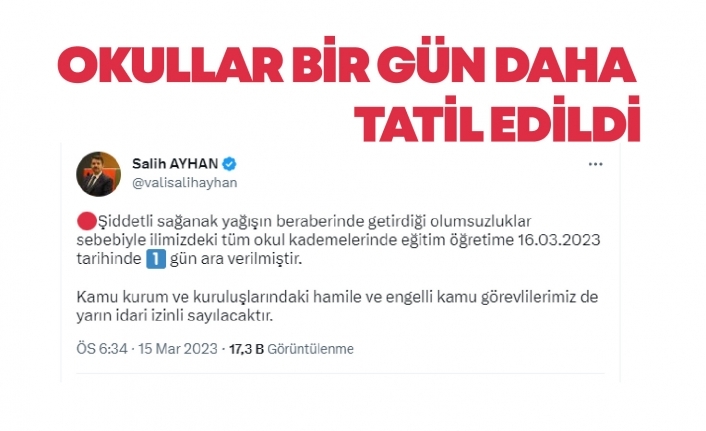 Şanlıurfa'da eğitime 1 gün daha ara verildi