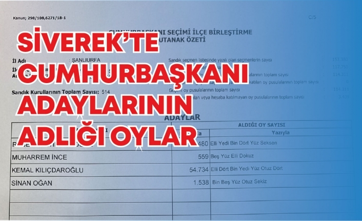 Siverek'te Cumhurbaşkanlığı seçim sonuçları