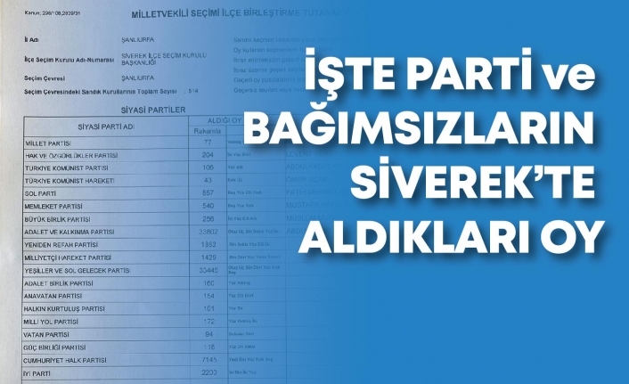 Siverek'te Milletvekili seçim sonuçları