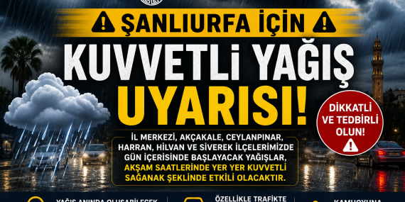 Şanlıurfa İçin Kuvvetli Yağış Uyarısı Valilikten Kritik Açıklama