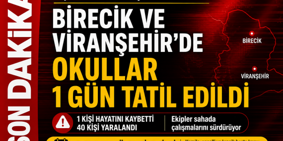 Şanlıurfa’da Fırtına Felaketi Birecik ve Viranşehir’de Okullar Tatil Edildi